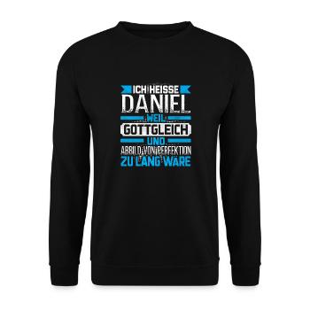 DANIEL - Gottgleich - Unisex Pullover - Schwarz - Vorne - Alina (178cm) & Michal (187cm)