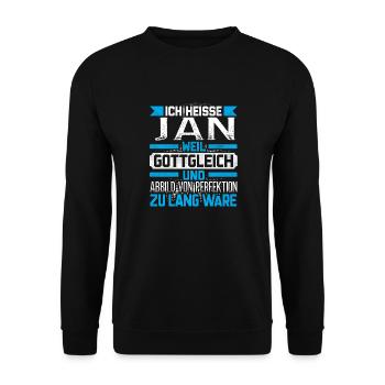 JAN - Gottgleich - Unisex Pullover - Schwarz - Vorne - Alina (178cm) & Michal (187cm)