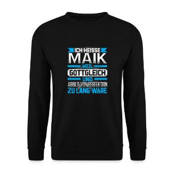 MAIK - Gottgleich - Unisex Pullover - Schwarz - Vorne - Alina (178cm) & Michal (187cm)