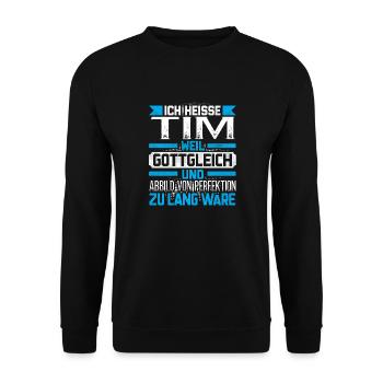 TIM - Gottgleich - Unisex Pullover - Schwarz - Vorne - Alina (178cm) & Michal (187cm)
