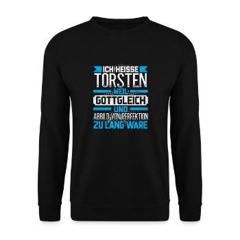 TORSTEN - Gottgleich - Unisex Pullover - Schwarz - Vorne - Alina (178cm) & Michal (187cm)