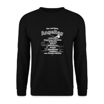 Angel Shirt der perfekte Angeltag - Unisex Pullover - Schwarz - Vorne - Alina (178cm) & Michal (187cm)