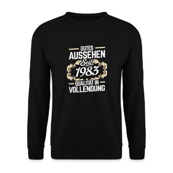 1983 Geburtstag Jahre Geschenk Birthday 35 36 37 - Unisex Pullover - Schwarz - Vorne - Alina (178cm) & Michal (187cm)