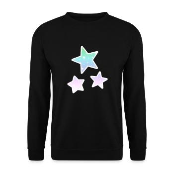 Regenbogensterne Regenbogen Sterne Pastell Farben - Unisex Pullover - Schwarz - Vorne - Alina (178cm) & Michal (187cm)