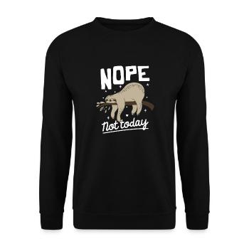 Schlafendes Faultier Sleeping Sloth Nope not today - Unisex Pullover - Schwarz - Vorne - Alina (178cm) & Michal (187cm)