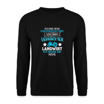 Landwirt Kinder Shirt · Landwirtschaft · Papa - Unisex Pullover - Schwarz - Vorne - Alina (178cm) & Michal (187cm)