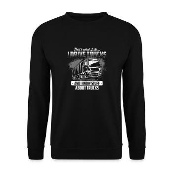 Lastwagen Shirt · LKW · Transport · Fahren Wissen - Unisex Pullover - Schwarz - Vorne - Alina (178cm) & Michal (187cm)