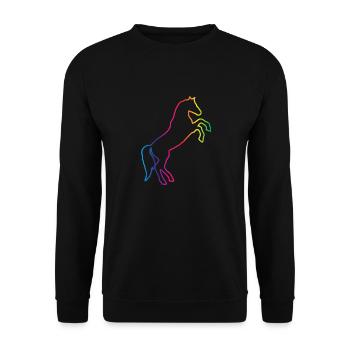 Rainbow Outline Horse - Unisex Sweatshirt - black - Front - Alina (178cm) & Michal (187cm)