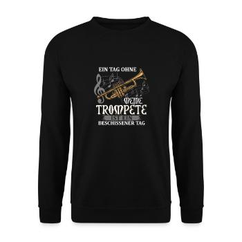 Trompete Shirt · Blasmusik · ein beschissener Tag - Unisex Pullover - Schwarz - Vorne - Alina (178cm) & Michal (187cm)