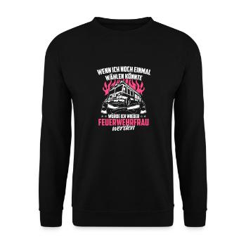 Chemise de pompier · Femme pompier · Une fois de plus - Sweat-shirt Unisexe - noir - Devant - Alina (178cm) & Michal (187cm)
