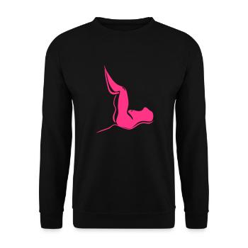 liegende Frau - Unisex Pullover - Schwarz - Vorne - Alina (178cm) & Michal (187cm)
