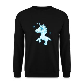 Lustiges Einhorn (hellblau) - Unisex Pullover - Schwarz - Vorne - Alina (178cm) & Michal (187cm)