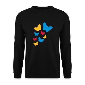viele bunte schmetterlinge muster silhouette insek - Unisex Pullover - Schwarz - Vorne - Alina (178cm) & Michal (187cm)