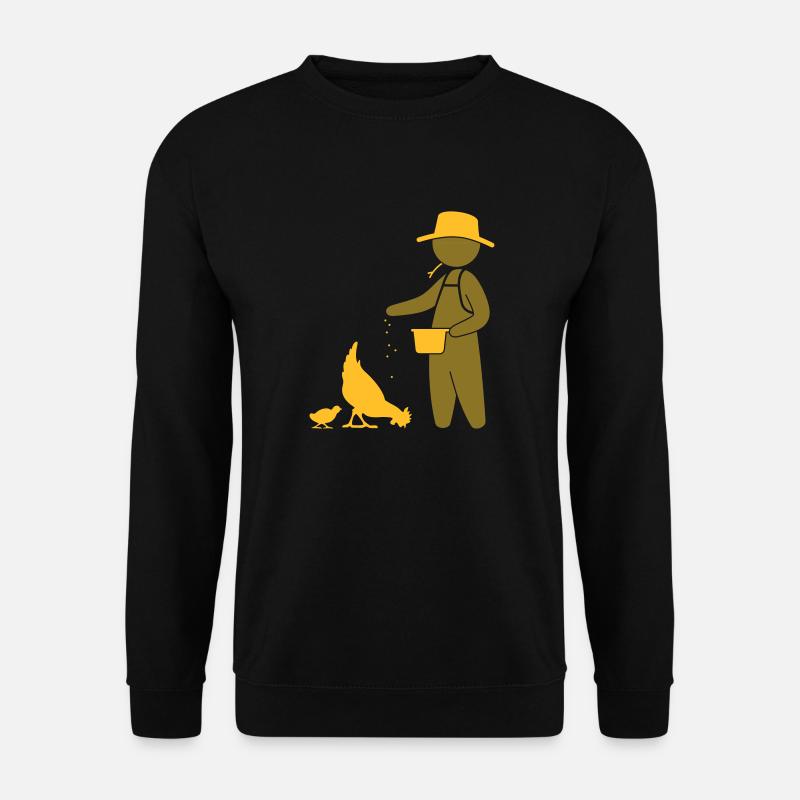 Bauer füttert Hühner - Unisex Pullover - Schwarz