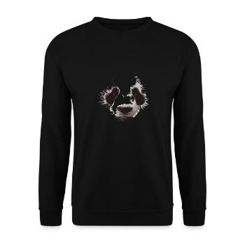 Panda Gesicht - Unisex Pullover - Schwarz - Vorne - Alina (178cm) & Michal (187cm)