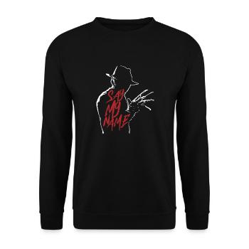 FREDDY KRUEGER SAGEN MEINEN NAMEN - Unisex Pullover - Schwarz - Vorne - Alina (178cm) & Michal (187cm)