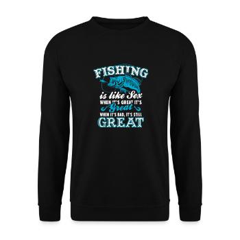 Fishing Is Like Sex - Unisex Sweatshirt - black - Front - Alina (178cm) & Michal (187cm)