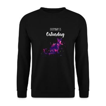 Colorful cat saying - Unisex Sweatshirt - black - Front - Alina (178cm) & Michal (187cm)