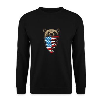 Bear in USA Flag - Unisex Sweatshirt - black - Front - Alina (178cm) & Michal (187cm)
