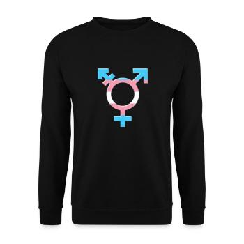 Transgender Symbol Transgender Flagge Trans farben - Unisex Pullover - Schwarz - Vorne - Alina (178cm) & Michal (187cm)