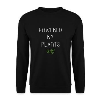 Powered by Plants Vegan Végétarien Fitness Sport - Sweat-shirt Unisexe - noir - Devant - Alina (178cm) & Michal (187cm)