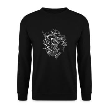Tête de la Gorgone - Méduse avec des serpents comme cheveux - Sweat-shirt Unisexe - noir - Devant - Alina (178cm) & Michal (187cm)