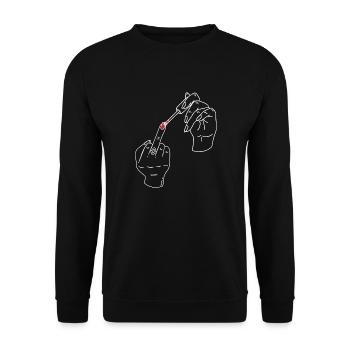 Feminismus Feministin Nagellack - Unisex Pullover - Schwarz - Vorne - Alina (178cm) & Michal (187cm)