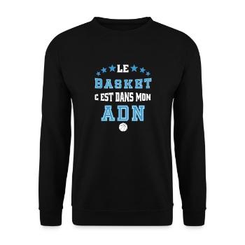 Le basket c'est dans mon adn.T shirt basketball - Sweat-shirt Unisexe - noir - Devant - Alina (178cm) & Michal (187cm)