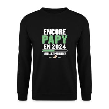 Annonce Grossesse Encore Papy 2024 Cadeau - Sweat-shirt Unisexe - noir - Devant - Alina (178cm) & Michal (187cm)