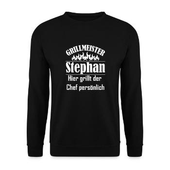 Grillmeister Stephan Chef - Unisex Pullover - Schwarz - Vorne - Alina (178cm) & Michal (187cm)