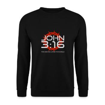 John 3:16 - Christian Clothing - Unisex Sweatshirt - black - Front - Alina (178cm) & Michal (187cm)