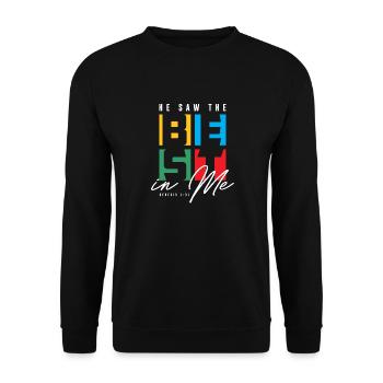 Er sah das Beste in mir - Christian Clothing - Unisex Pullover - Schwarz - Vorne - Alina (178cm) & Michal (187cm)