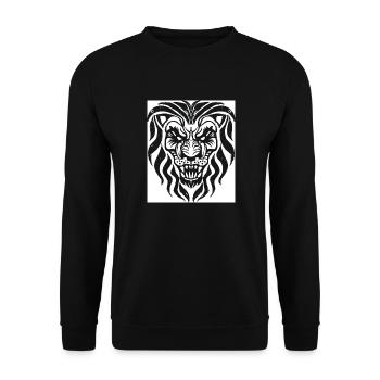 Löwe | Tier | Raubtier | Brüllen - Unisex Pullover - Schwarz - Vorne - Alina (178cm) & Michal (187cm)