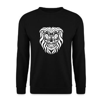 Löwe | Tier | Raubtier | Brüllen - Unisex Pullover - Schwarz - Vorne - Alina (178cm) & Michal (187cm)