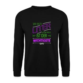 bday tasse verschlafen geburtstagsgeschenkidee - Unisex Pullover - Schwarz - Vorne - Alina (178cm) & Michal (187cm)