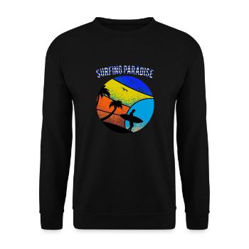 Surfer-Surfing Paradise-Wassersport-T-Shirt - Unisex Pullover - Schwarz - Vorne - Alina (178cm) & Michal (187cm)