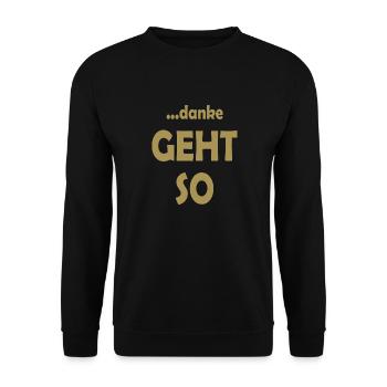 ...danke geht so - vielen Dank - lustiger Spruch - Unisex Pullover - Schwarz - Vorne - Alina (178cm) & Michal (187cm)