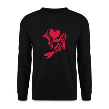 Koi Fisch I Love - Unisex Pullover - Schwarz - Vorne - Alina (178cm) & Michal (187cm)