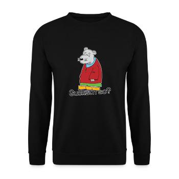 Maus "Guckst'n so?" Design von Tamino - Unisex Pullover - Schwarz - Vorne - Alina (178cm) & Michal (187cm)