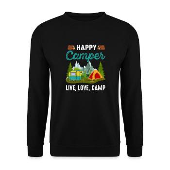 Camping Camping Tent Caravan glampin - Unisex Sweatshirt - black - Front - Alina (178cm) & Michal (187cm)