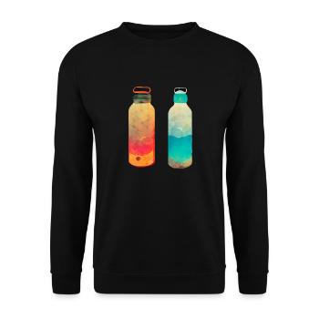 Zwei Glasflaschen Retro - Unisex Pullover - Schwarz - Vorne - Alina (178cm) & Michal (187cm)