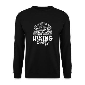 Vergiss nicht deine Wanderschuhe, Wandern Wanderer - Unisex Pullover - Schwarz - Vorne - Alina (178cm) & Michal (187cm)