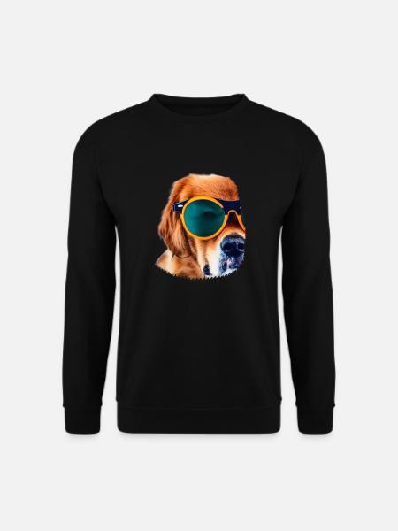 Hund mit Sonnenbrille Hundeliebhaber Hundebesitzer - Unisex Pullover - Schwarz