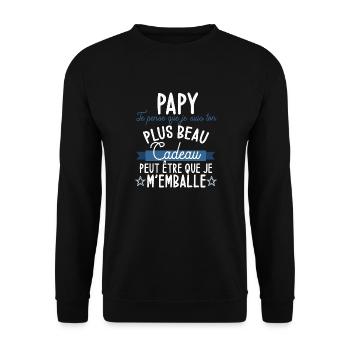 Papy ton plus beau cadeau cadeau grand père - Sweat-shirt Unisexe - noir - Devant - Alina (178cm) & Michal (187cm)