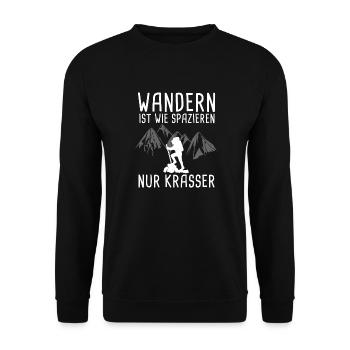 Wandern ist wie spazieren - Unisex Pullover - Schwarz - Vorne - Alina (178cm) & Michal (187cm)
