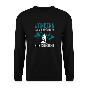 Wandern ist wie spazieren - Unisex Pullover - Schwarz - Vorne - Alina (178cm) & Michal (187cm)