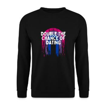 Double the Chance of Dating Bisexual Single Bi - Unisex Sweatshirt - black - Front - Alina (178cm) & Michal (187cm)