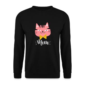 Mignon Kawaii drôle de chat disant miaulement - Sweat-shirt Unisexe - noir - Devant - Alina (178cm) & Michal (187cm)