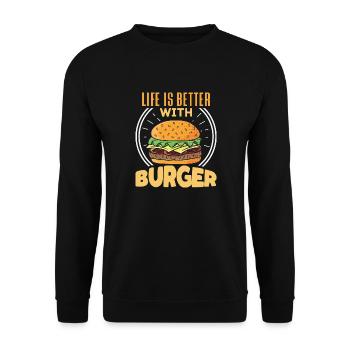 Cheat Day Burrito Burger Fast Food Pizza - Unisex Sweatshirt - black - Front - Alina (178cm) & Michal (187cm)