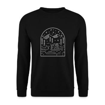 Wintertage Gemütliche Landschaft, Schnee, heiße - Unisex Pullover - Schwarz - Vorne - Alina (178cm) & Michal (187cm)